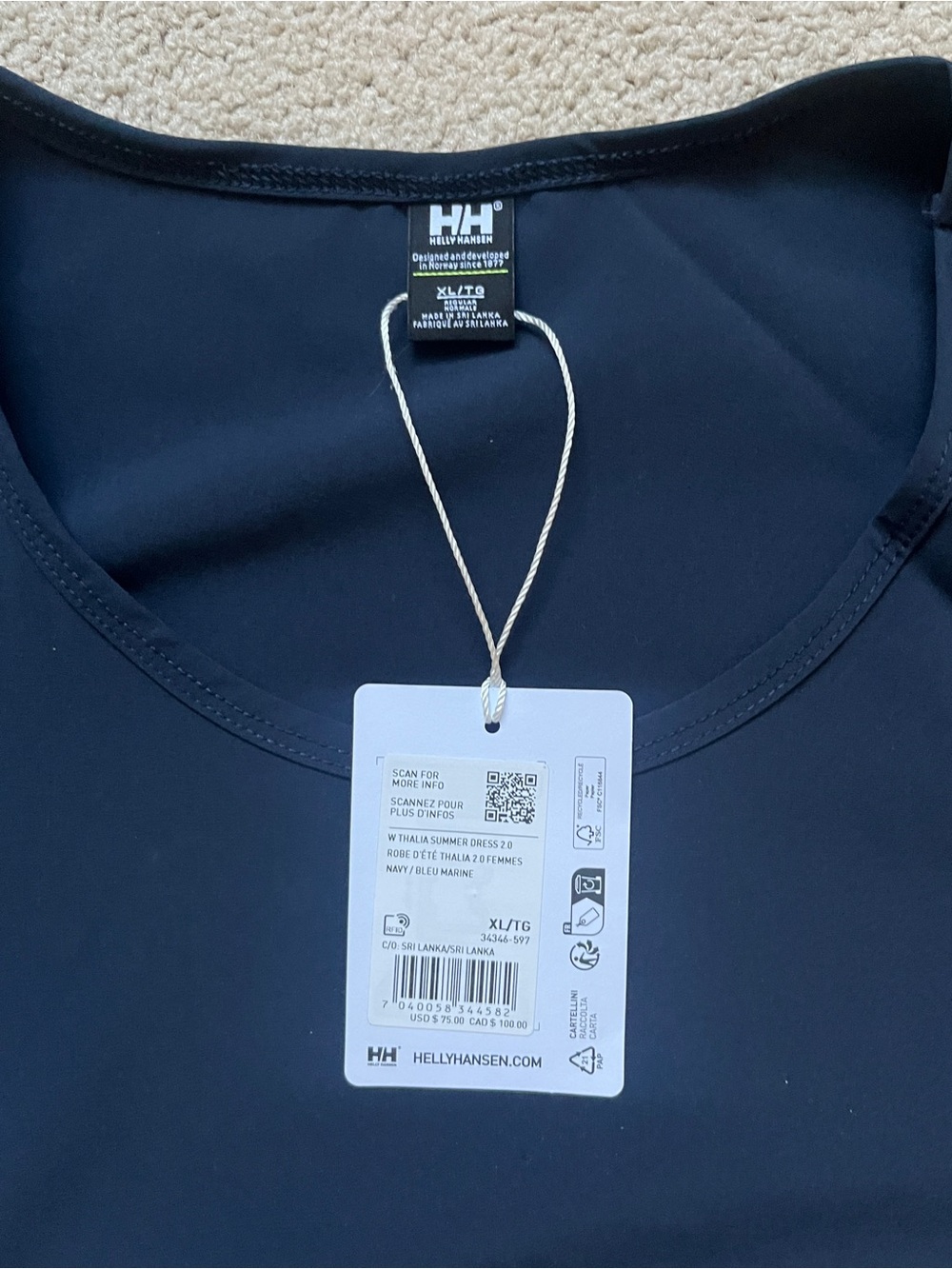Helly Hansen Navy Short Sleeve Mini Dress - Picture 2 of 2